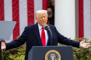 Tổng thống Mỹ Donald Trump phát biểu tại Nhà Trắng, Washington, D.C. (Ảnh: THX/TTXVN)