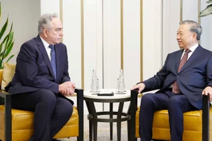 Tổng Bí thư Tô Lâm tiếp cựu Thứ trưởng thứ nhất Bộ Ngoại giao Hoa Kỳ Kurt Campbell. (Ảnh: Thống Nhất/TTXVN)