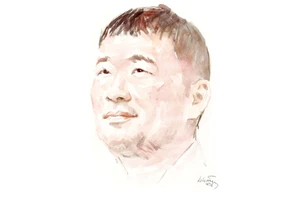 Ký họa chân dung nhà thơ Lý Hữu Lương của họa sĩ Đỗ Hoàng Tường.