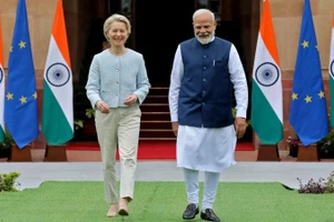 Chủ tịch Ủy ban châu Âu (EU) Von der Leyen và Thủ tướng Ấn Độ Narendra Modi.