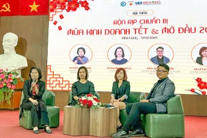Các chuyên gia trao đổi thông tin về hàng hóa chuẩn bị Tết. 