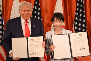 Tổng thống Mỹ Donald Trump và tân Thủ tướng Nhật Bản Sanae Takaichi.