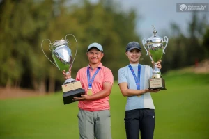 Hai nhà vô địch quốc gia 2025 - Nguyễn Tuấn Anh và Lê Chúc An (Đội tuyển golf), sẽ tranh tài tại Đại hội thể thao trẻ châu Á. (Ảnh VGA)