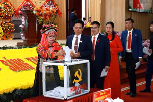 Bỏ phiếu bầu Ban Chấp hành khóa mới tại Đại hội đại biểu lần thứ XV Đảng bộ tỉnh Lai Châu, nhiệm kỳ 2025-2030. Ảnh | TRẦN TUẤN