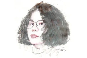 Ký họa chân dung nhà thơ Bình Nguyên Trang của họa sĩ Đỗ Hoàng Tường.