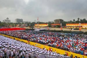 Quang cảnh Quảng trường Ba Đình nơi diễn ra lễ diễu binh, diễu hành.