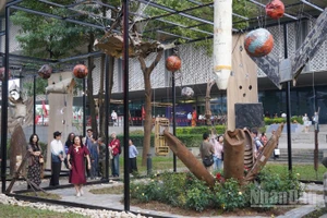 Những mảnh xác máy bay và vỏ bom được sắp đặt thành không gian nghệ thuật.