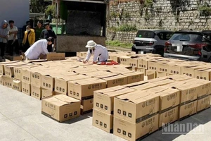 Hơn 7 tấn nguyên liệu để sản xuất cà-phê giả bị thu giữ để lấy mẫu giám định.