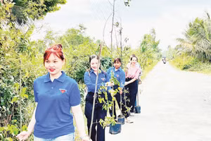 Đoàn viên thanh niên hưởng ứng Tết trồng cây.