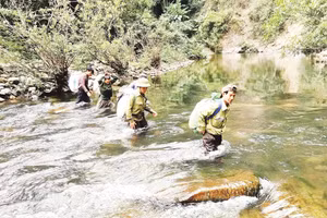 Lực lượng chức năng tuần tra, bảo vệ rừng ở Vườn quốc gia Pù Mát, Nghệ An.