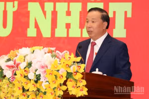 Chủ tịch Ủy ban nhân dân tỉnh Đồng Nai Nguyễn Văn Út phát biểu nhận nhiệm vụ.