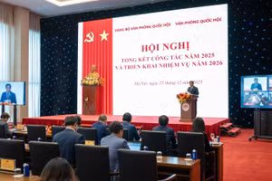 Hội nghị tổng kết công tác Đảng bộ Văn phòng Quốc hội và công tác chuyên môn của Văn phòng Quốc hội năm 2025; triển khai nhiệm vụ năm 2026, ngày 25/12/2025. (Ảnh: TTXVN) 