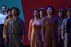 Cảnh trong vở nhạc kịch "Café bánh mì". (Ảnh Nhà hát Kịch Việt Nam)