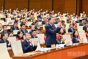 Tổng Bí thư, Chủ tịch nước Tô Lâm và các đồng chí lãnh đạo Đảng và Nhà nước dự phiên khai mạc Kỳ họp không thường lệ thứ nhất, Quốc hội khóa XVI. (Ảnh: DUY LINH)