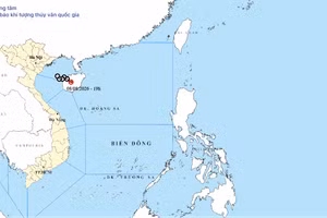 Bản đồ quỹ đạo áp thấp nhiệt đới tính đến 19 giờ ngày 8/8. (Nguồn: Trung tâm Dự báo khí tượng thủy văn quốc gia)