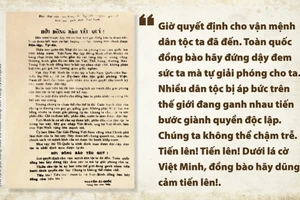 Ngày 18/8/1945, Chủ tịch Hồ Chí Minh gửi thư kêu gọi đồng bào cả nước đứng lên Tổng khởi nghĩa