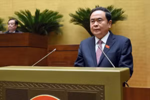 Chủ tịch Quốc hội Trần Thanh Mẫn phát biểu bế mạc kỳ họp. (Ảnh: DUY LINH)