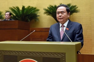 Chủ tịch Quốc hội Trần Thanh Mẫn phát biểu bế mạc kỳ họp. (Ảnh: DUY LINH)