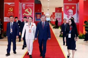 Tổng Bí thư Tô Lâm đến Trung tâm Hội nghị Quốc gia (Hà Nội). Ảnh: TTXVN