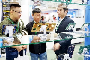 Các sản phẩm chip bán dẫn được trưng bày tại triển lãm thiết bị điện tử thông minh. (Ảnh: NAM ANH)