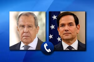 Ngoại trưởng Nga Sergey Lavrov (trái) và Ngoại trưởng Mỹ Marco Rubio điện đàm ngày 5-5. Ảnh: Bộ Ngoại giao Nga.