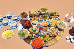 Mâm cỗ Tết Hà Nội xưa.