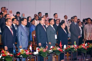 Chủ tịch Quốc hội Trần Thanh Mẫn và đại biểu dự Lễ khai mạc Đại hội đồng AIPA-46. (Ảnh: TTXVN)