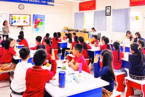 Một tiết học tại Trường tiểu học Đoàn Kết (phường Long Biên, Hà Nội).
