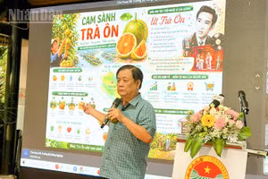 Đồng chí Lê Minh Hoan trình bày tại buổi tọa đàm. 