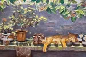 Tác phẩm Ngày nghỉ của Đỗ Việt Khôi tại triển lãm Dòng chảy.