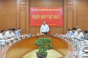Tổng Bí thư Tô Lâm chủ trì Phiên họp thứ nhất của Ban Chỉ đạo Trung ương về hoàn thiện thể chế, pháp luật. (Ảnh: ĐĂNG KHOA)
