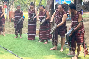 Biểu diễn nhạc cụ truyền thống tại Làng Văn hóa-Du lịch các dân tộc Việt Nam. 