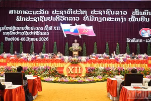 Quang cảnh phiên khai mạc Đại hội đại biểu toàn quốc lần thứ XII của Đảng Nhân dân Cách mạng Lào. (Ảnh: Cộng tác viên)