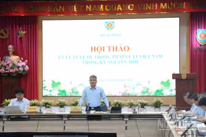 Thứ trưởng Tư pháp Nguyễn Thanh Tú chủ trì hội thảo. (Ảnh: H.N)