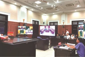 Một phiên tòa trực tuyến tại Tòa phúc thẩm Tòa án nhân dân tối cao tại Đà Nẵng.