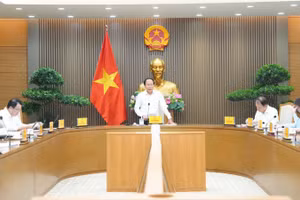 Phó Thủ tướng Lê Tiến Châu chủ trì cuộc họp báo cáo tình hình tổng rà soát. (Ảnh: H.T)