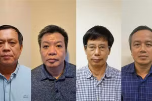 Các bị can (từ trái qua): Nguyễn Bá Hoan, Tống Hải Nam, Nguyễn Gia Liêm, Phạm Viết Hương. (Ảnh: Bộ Công an)