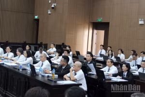 Các luật sư tham gia một phiên tòa tại Tòa án nhân dân thành phố Hà Nội.