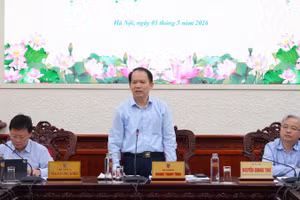 Bộ trưởng Tư pháp Hoàng Thanh Tùng phát biểu ý kiến chỉ đạo.