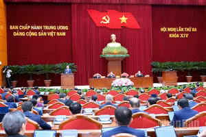 Khai mạc Hội nghị lần thứ 3 Ban Chấp hành Trung ương Đảng khóa XIV. (Ảnh: ĐĂNG KHOA)