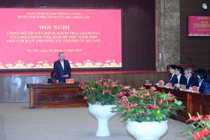 Tổng Bí thư Tô Lâm chủ trì Hội nghị công bố quyết định kiểm tra, giám sát của Bộ Chính trị, Ban Bí thư năm 2026 đối với Ban Thường vụ Thành ủy Hà Nội. (Ảnh: ĐĂNG KHOA)