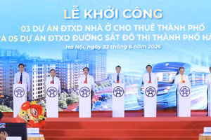 Thủ tướng Chính phủ Lê Minh Hưng và lãnh đạo thành phố Hà Nội phát động khởi công 5 dự án đường sắt đô thị và 3 dự án nhà ở cho thuê tại Hà Nội.