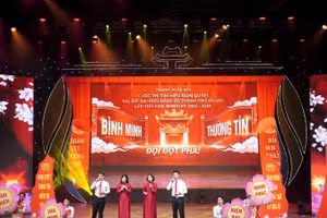 Một phần thi tại vòng chung khảo Cuộc thi “Tìm hiểu Nghị quyết Đại hội đại biểu Đảng bộ thành phố Hà Nội lần thứ XVIII, nhiệm kỳ 2025-2030”.