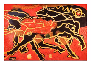 Tranh sơn mài Ngựa của hoạ sĩ Ngọc Thọ, vẽ trong thời gian 1978-1983. (Nguồn Bảo tàng MTVN)