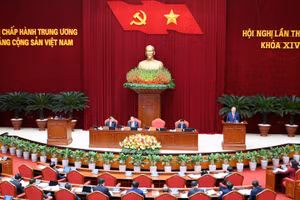 Hội nghị lần thứ hai Ban Chấp hành Trung ương Đảng Cộng sản Việt Nam khóa XIV khai mạc trọng thể tại Thủ đô Hà Nội. (Ảnh: ĐĂNG KHOA)