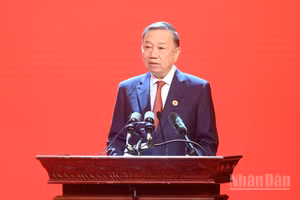 Đồng chí Tổng Bí thư, Chủ tịch nước Tô Lâm phát biểu chỉ đạo tại Đại hội đại biểu toàn quốc Hội Chữ thập đỏ Việt Nam lần thứ XII. (Ảnh: Đăng Khoa)