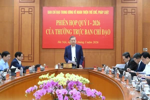 Tổng Bí thư Tô Lâm chủ trì phiên họp quý I/2026 của Thường trực Ban Chỉ đạo Trung ương về hoàn thiện thể chế, pháp luật. (Ảnh: ĐĂNG KHOA)