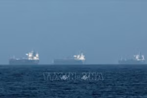 Tàu thuyền đậu ngoài khơi Fujairah, Các Tiểu vương quốc Arab Thống nhất UAE), trong bối cảnh Iran hạn chế hoạt động hàng hải qua Eo biển Hormuz, ngày 3/3/2026. Ảnh: REUTERS/TTXVN