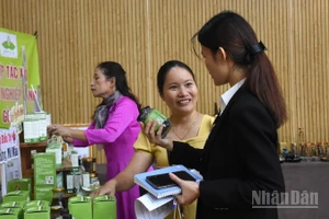 Khu vực trưng bày, giới thiệu các sản phẩm nông nghiệp sạch đạt chuẩn OCOP 4, 5 sao của Đà Nẵng. (Ảnh: ANH ĐÀO)