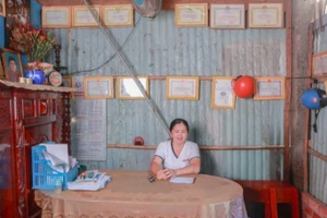 “Góc tự hào” treo đầy bằng khen trong nhà chị Hồng.